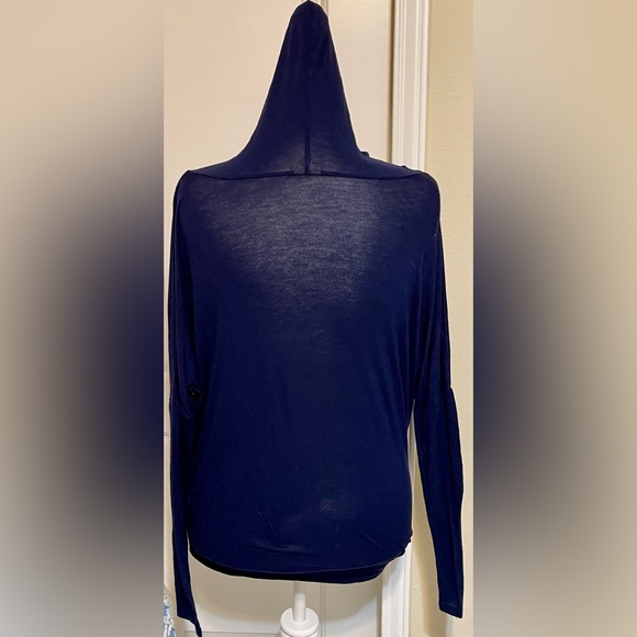 Anthropologie Navy Pullover Hoodie Slouchy Lightweight Cozy Boho Streetwear XL - Picture 4 of 11
